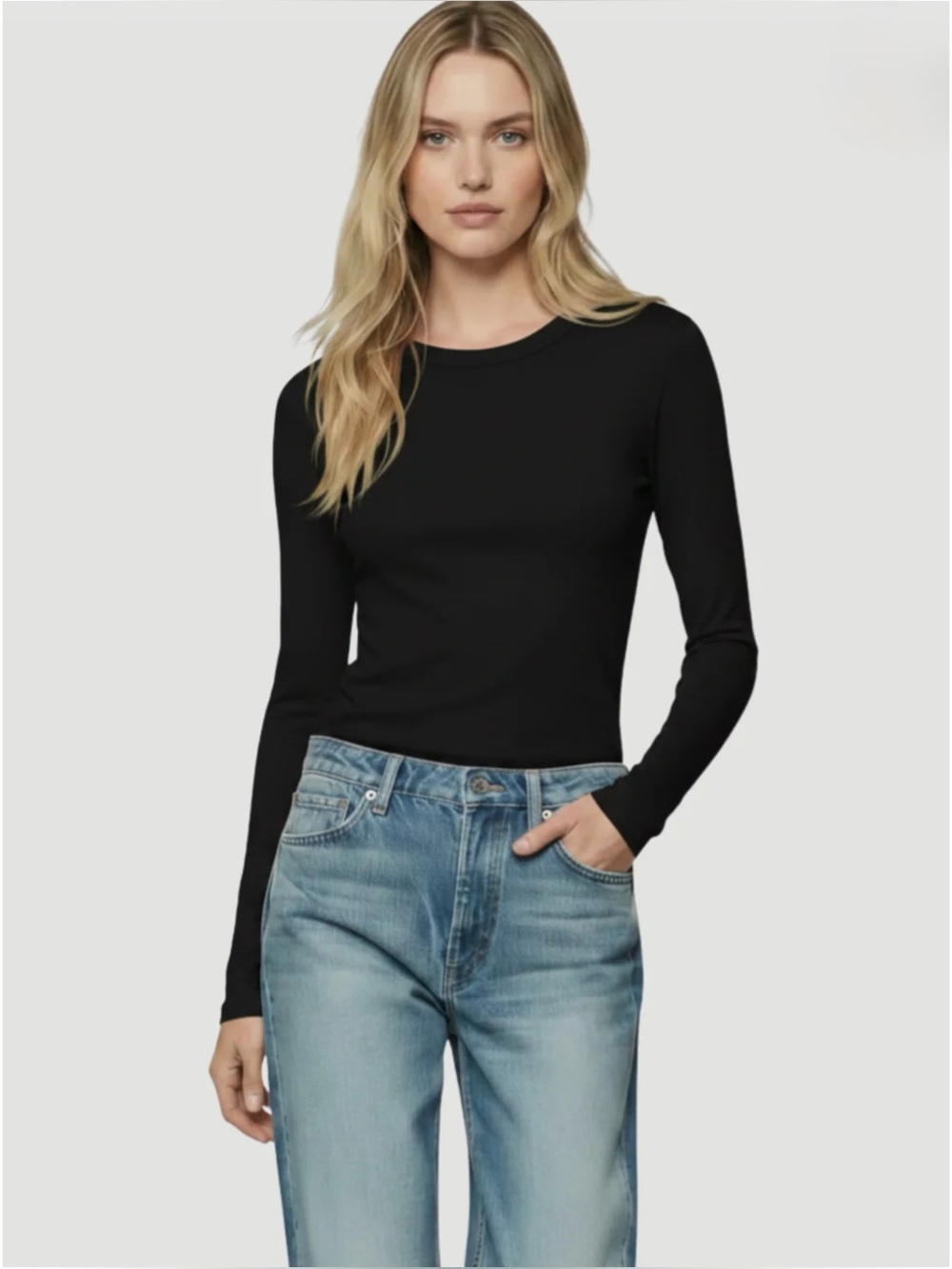 MAJESTIC FILATURES | Soft Touch Deluxe Long Sleeve Crewneck T-Shirt Noir/Black